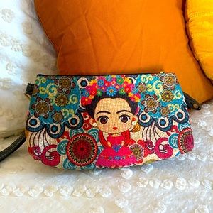 Frida Khalo straw clutch